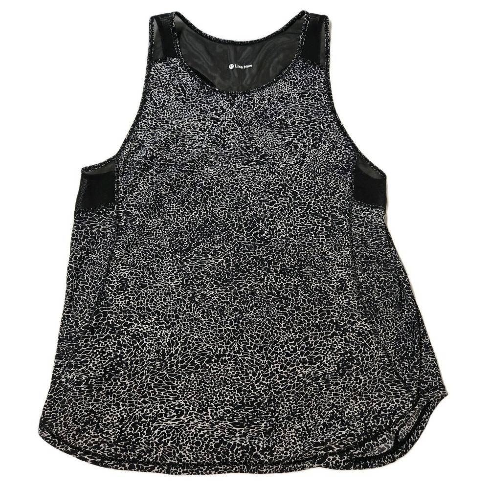 Lululemon Sculpt Tank II  Polar Shirt Leopard Print Mesh Paneling Size 4